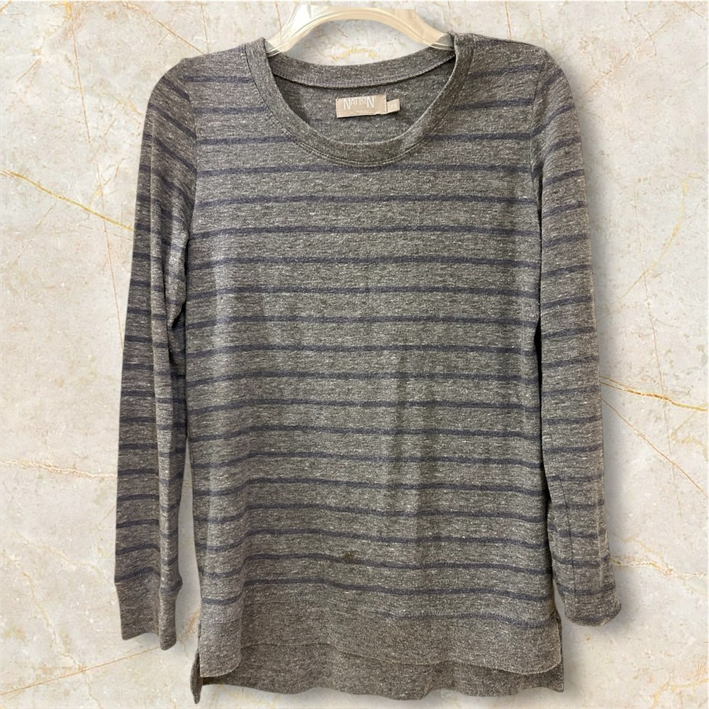National LTD Long Sleeve Soft Top/Sweater, Round Neck, Banded Cuff, Gray, Sz XS
